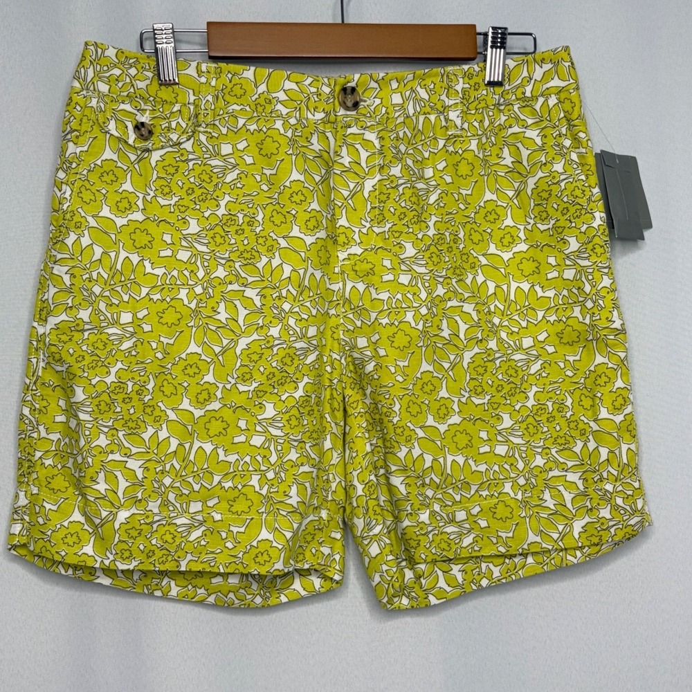 Liz Claiborne Audra Floral Shorts Lime Green White Womens 10 New NWT